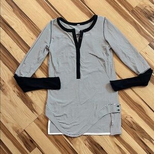 Striped Long Sleeve Henley Top